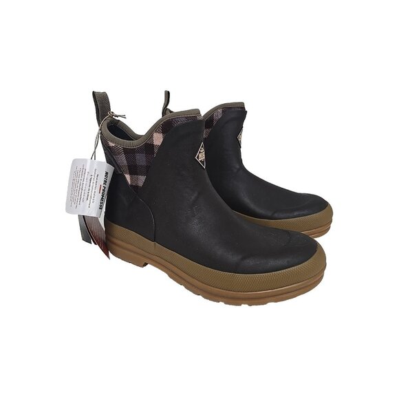 Muck Boots Shoes - Muck Boots Women's Originals Waterproof Rubber Ankle Boot OAW9PLD Plaid Brown 6M